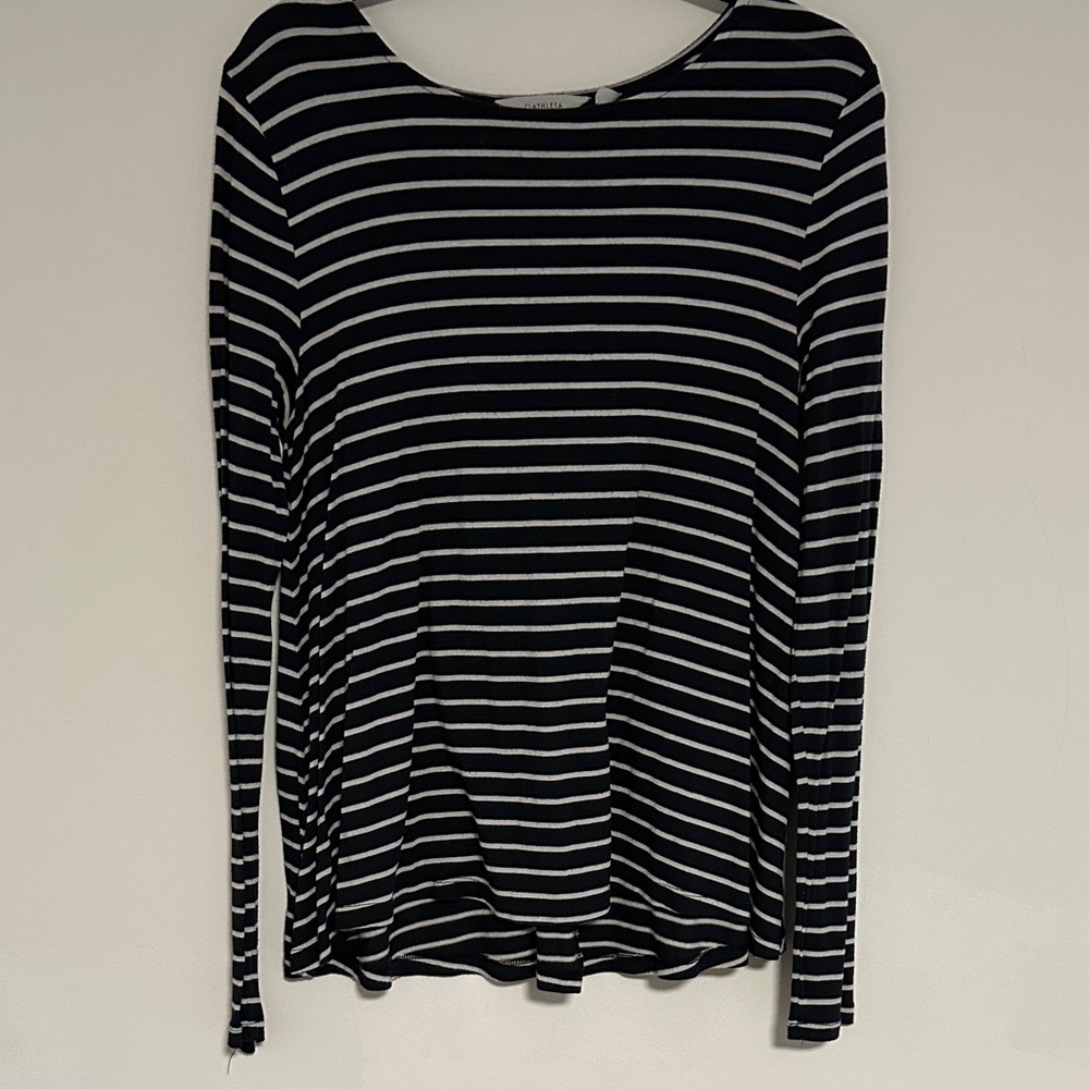 Athleta CYA Long-Sleeve Tee, Black/White, Size Large/L